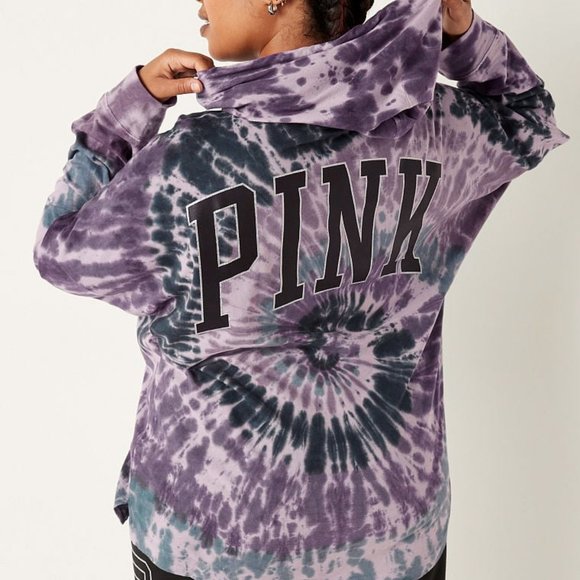 VS PINK COTTON OVERSIZED HOODED T-SHIRT - Picture 2 of 5